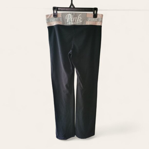 Victoria Secret PINK Y2K Leggings Bootcut Black Womens Large Long Logo - Picture 2 of 8